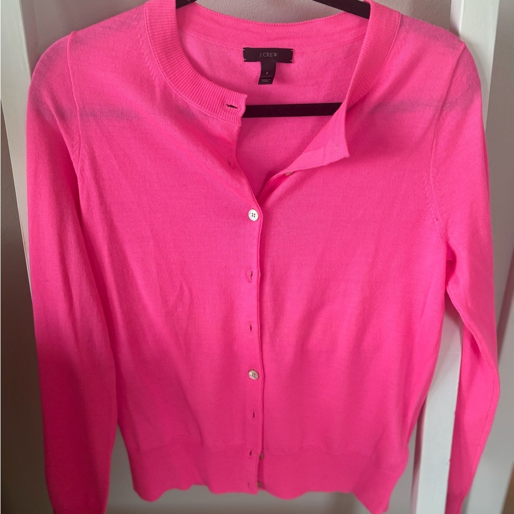 J. Crew Neon Pink Merino Wool cardigan